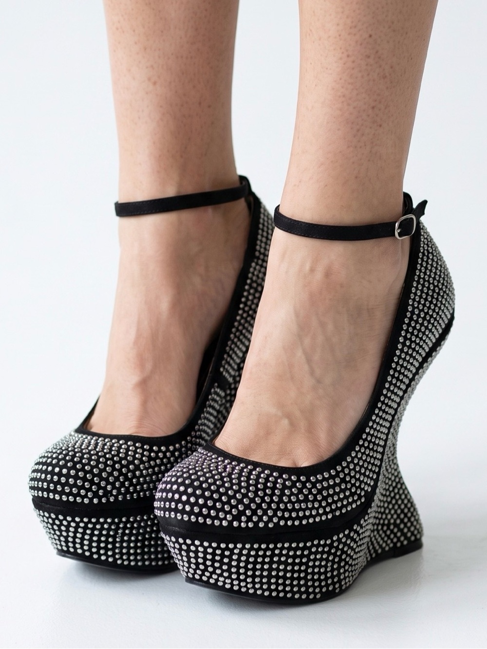 STEVE MADDEN GOSSIP Black Silver Metallic platform Sculpted heels Geometric SZ 6 - Picture 16 of 16